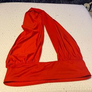 Red shein backless top